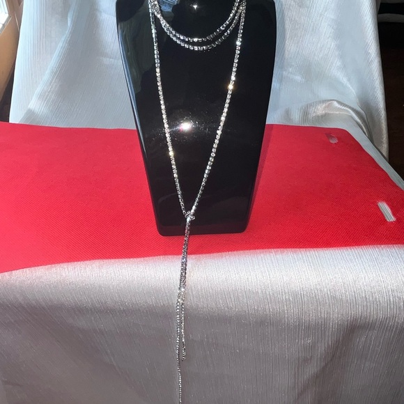 Long Rhinestone Choker Crystal Luxury Collar Choker Necklac - Picture 6 of 6